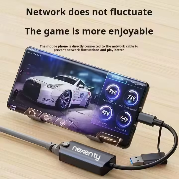 Nexentry 2.5Gbps USB 3.0 + USB-C to RJ45 Ethernet Adapter